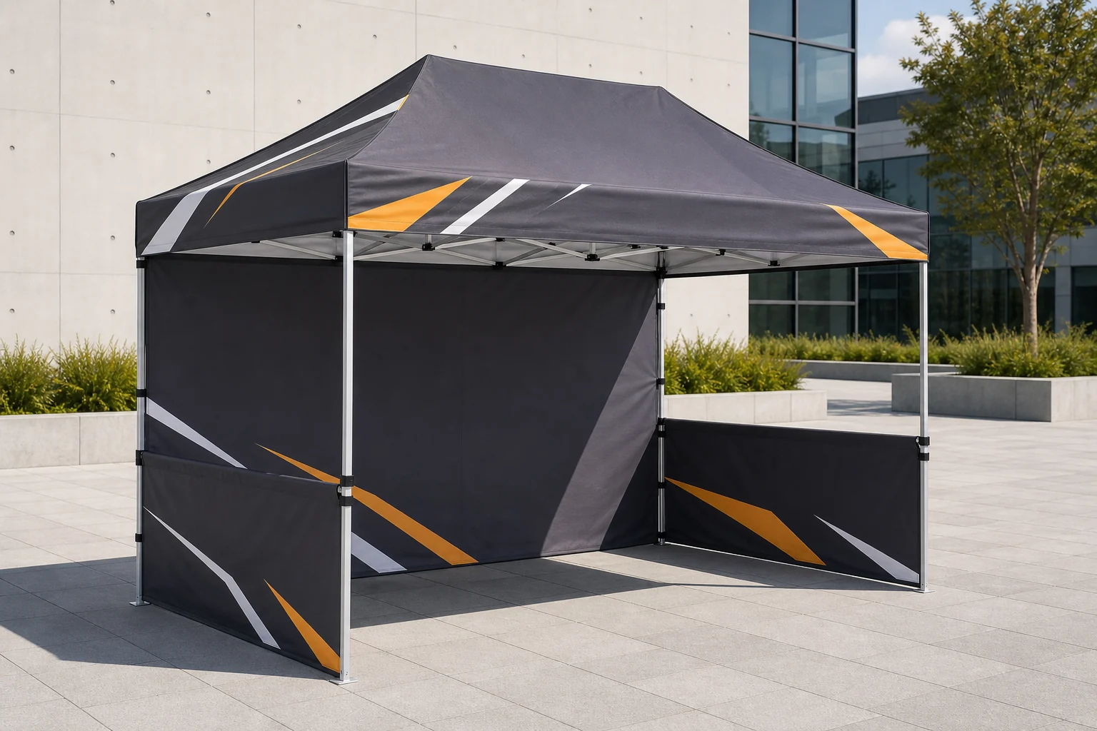 Carpa plegable rectangular de 3x4.5 metros con paredes y mostrador lateral