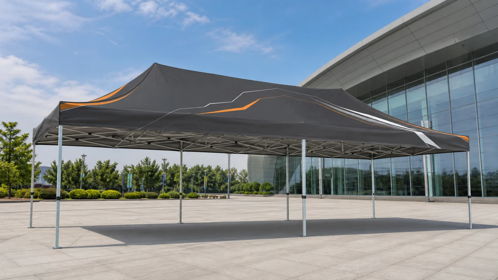 Carpa plegable extra ancha de 3x6 metros con dos módulos de techo
