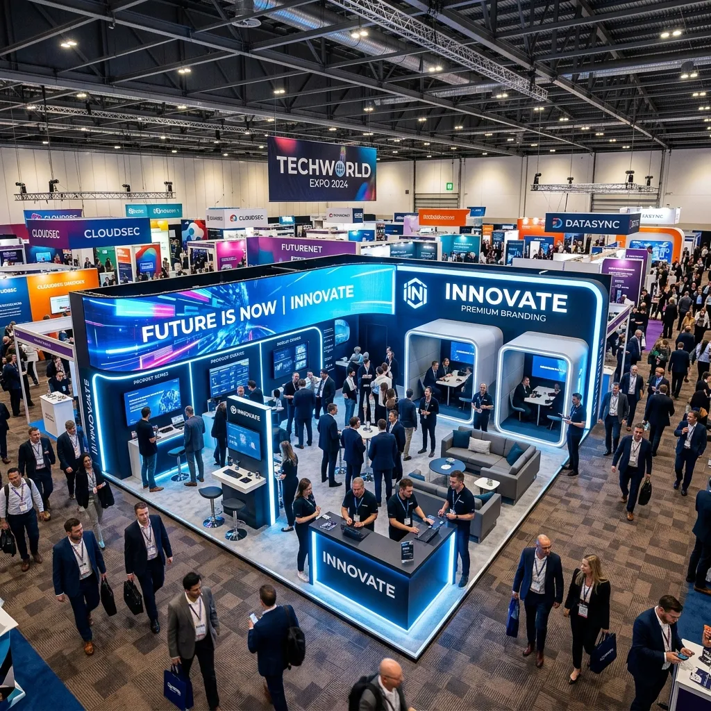 Stand corporativo modular de alta calidad en feria internacional